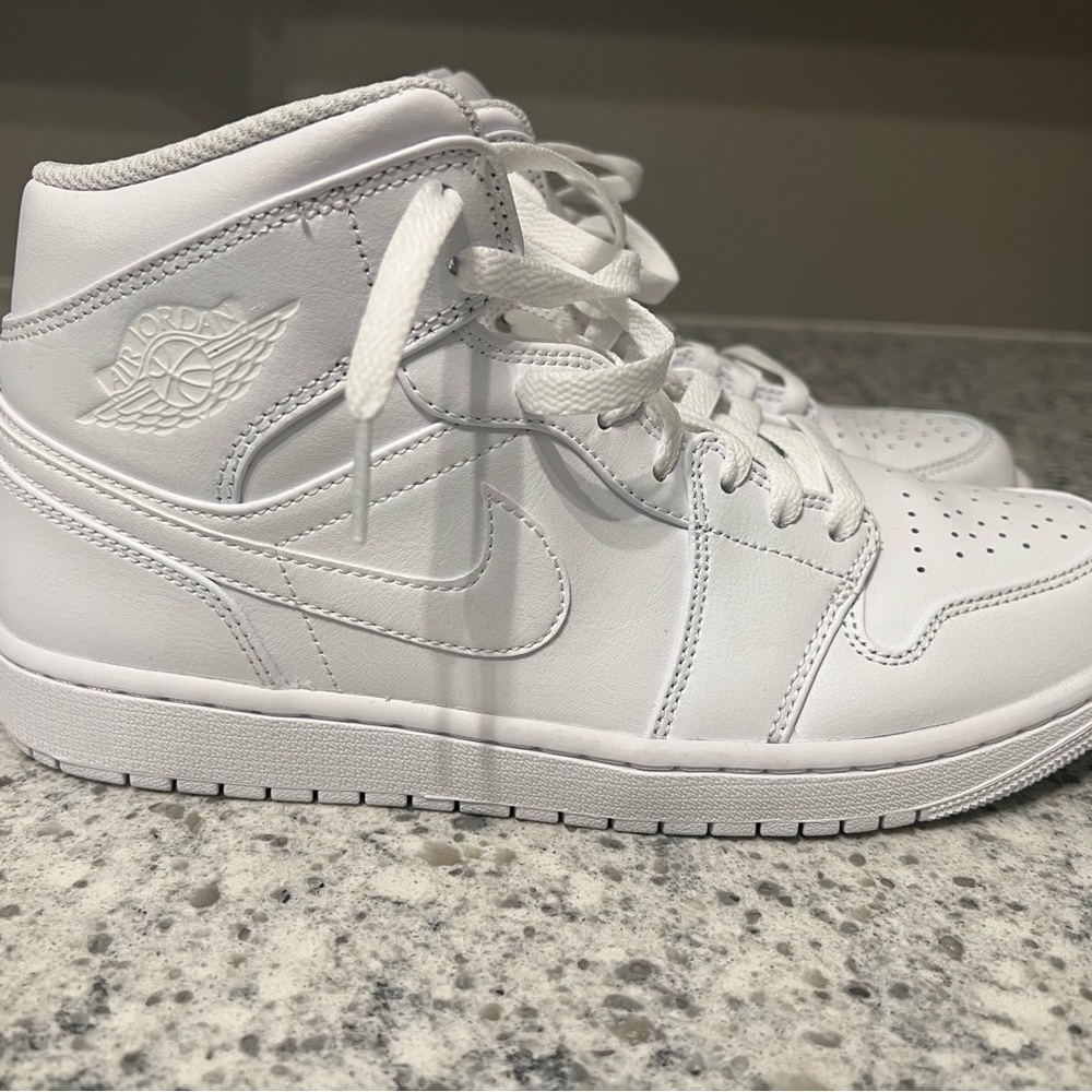 Mens Air Jordan Mid 1 White Sneakers